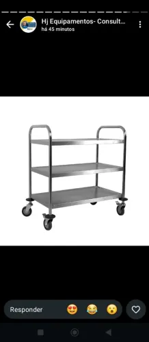 NZ. Carrinho transporte 3 bandejas inox
