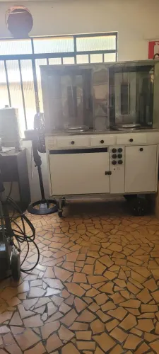 Carrinho de shawarma churrasco grego com 2 portas 6 queimadas a gas