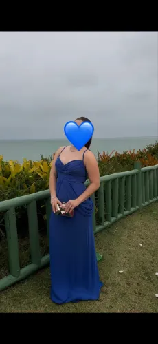 Vestido longo de festa azul