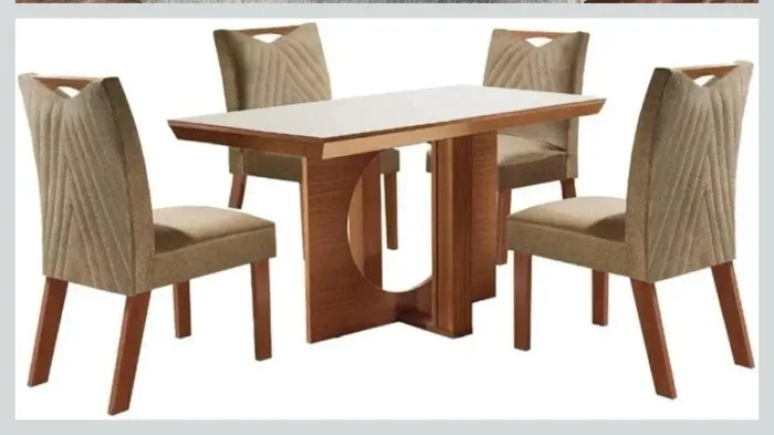 Conjunto de mesa e cadeiras.