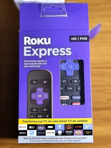 Roku Express Streaming Player Full HD - com Controle Remoto e Cabo HDMI