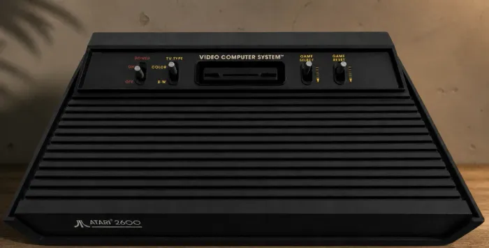 Atari 2600 Polyvox revisado com mod AV + 2 controles + 2 jogos