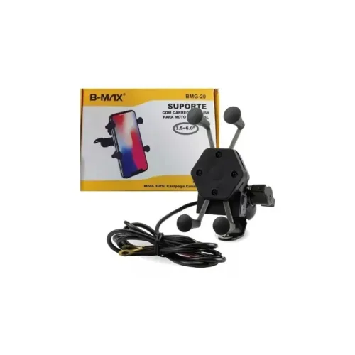 Suporte com carregador USB para moto