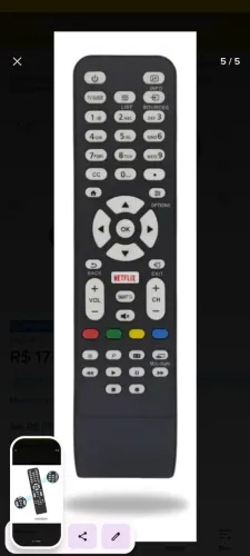 Controle remoto tv AOC Netflix 