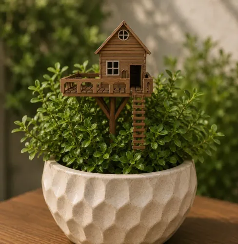 Casinha miniatura enfeite de jardim