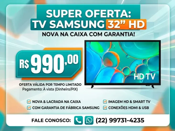 Tv Samsung 32 H5000F nova Smart TV
