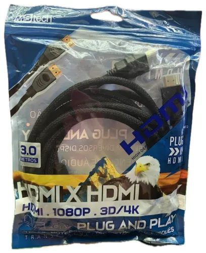 Cabo Hdmi 1080P 3D 4K 3 Metros, Compatível, TV, Notebook, Projetor, Console