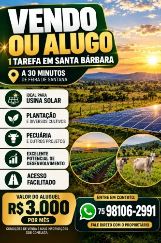 ÁREA RURAL PARA ALUGUEL - SANTA BÁRBARA/BA