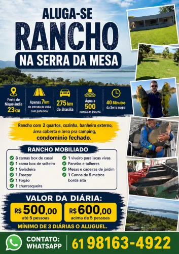 Alugo Rancho Serra da Mesa Niquelândia c/barco