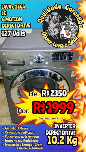 LAVA e SECA LG INOX (Leia o anúncio) 10.2kg Tudo funcionando Inverter