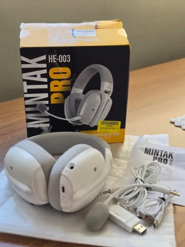 Headset Gamer Titorion Mintak Pro HE-003 Sem Fio Tri-Mode Branco |Bluetooth+2.4GHz+Cabo