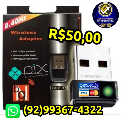 Adaptador Wi-Fi USB pra PC e Notebook