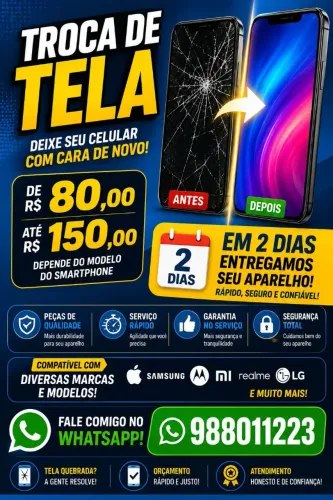 Faço serviço de Troca de tela.