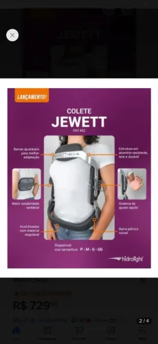 COLETE IMOBILIZADOR ORTOPÉDICO JEWETT HIDROLIGTH TAMANHO GG