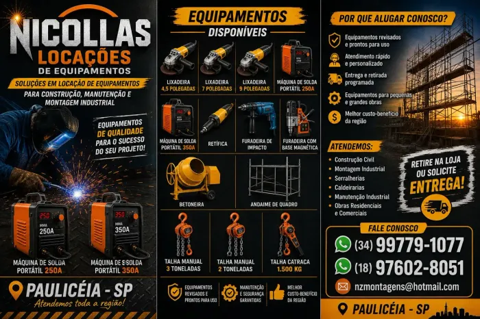 Aluguel de equipamentos e manutenção industrial