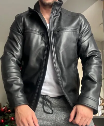 JAQUETA MASCULINA EM PU CALVIN KLEIN PRETO TAMANHO P