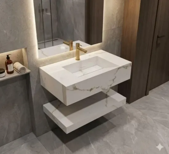 Pia escupida em porcelanato