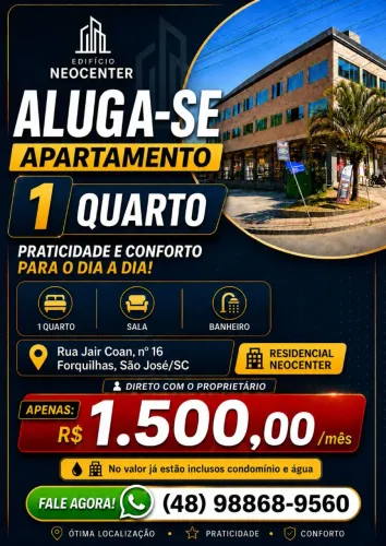 DIRETO C/ DONO - EM FORQUILHAS - APARTAMENTO 1 QUARTO, SALA, COZINHA & BANHEIRO