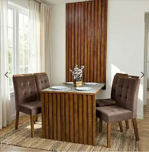 Conjunto de Jantar Riviera Glass 4 Lugares - Mesa Cinamomo/Off White com Vidro