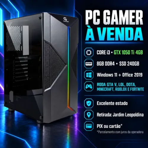 PC GAMER CORE i3 + GTX 1050 Ti 4GB | SSD | GABINETE RGB