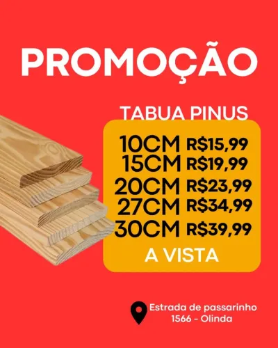 Tábua pinus tamanhos diversos