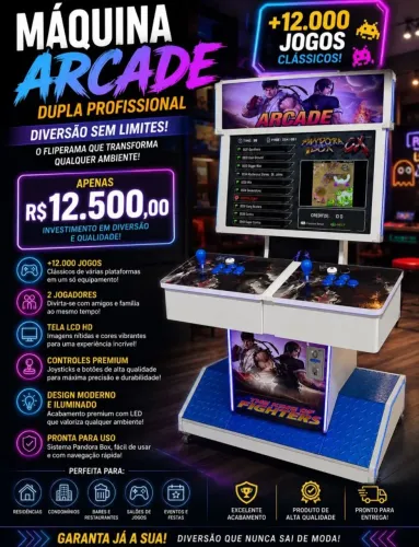 Máquina Fliperama Arcade com mais de 12.000 jogos