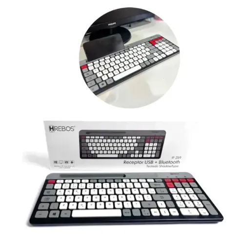 Lacrado Teclado Receptor USB + Bluetooth HREBOS IF-259
