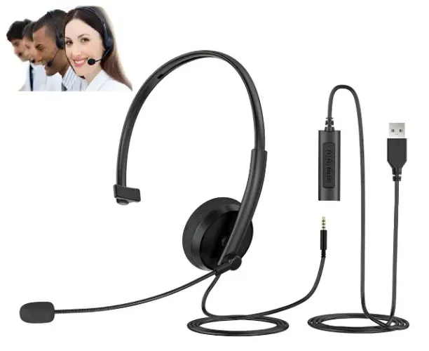 Headset USB Para Call Center Fone De Ouvido Telemarketing Home