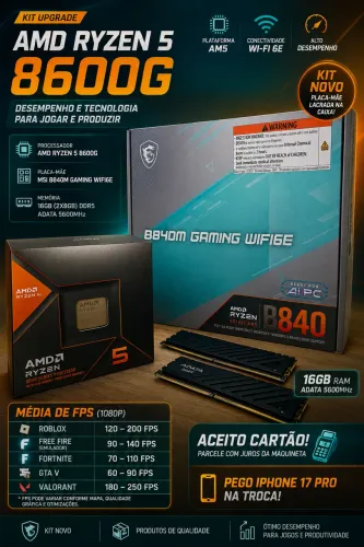 Kit Ryzen 5 am5 b840 msi wifi ddr5 2x8