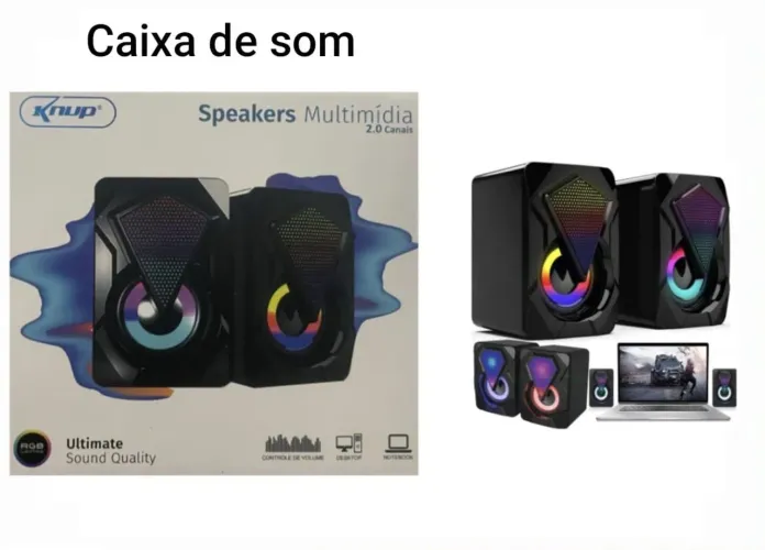 Caixa de Som Knup RGB com fio 6W para Notebook PC TV Celular Novo Promoção