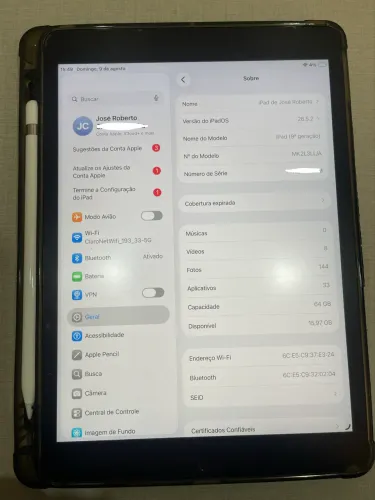 iPad 9 + Apple Pencil 1ª Geração