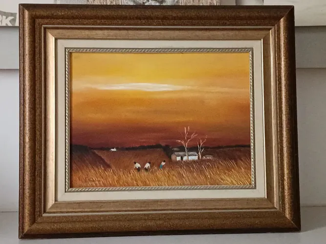 Colheita de trigo - pintura óleo sobre tela