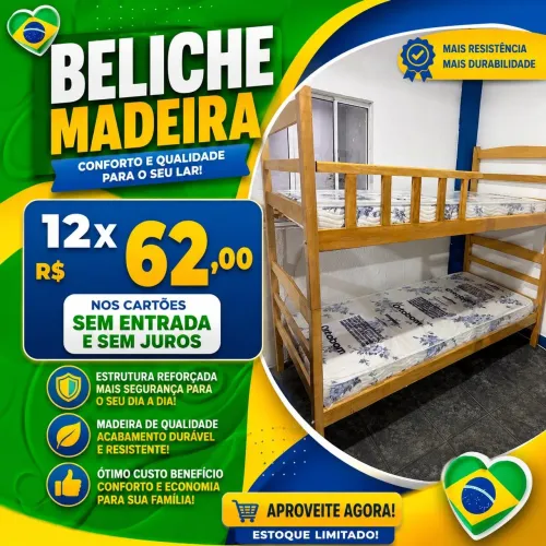 Beliche Madeira 12X R$ 62,00 Novo Incluso Entrega e Montagem Grátis