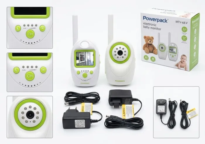 Babá Eletrônica Powerpack MTV-68.V - Monitor Colorido 2.4", Visão Noturna, Perfeito Estado
