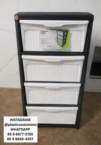 Gaveteiro de Plástico Organizador   Gaveteiro plástico de chão com 4 gavetas 