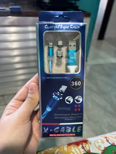 Cabo Carregador Magnético Led Azul 1m