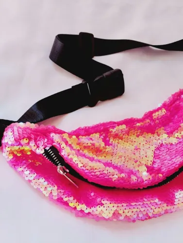Pochete Paetê Rosa