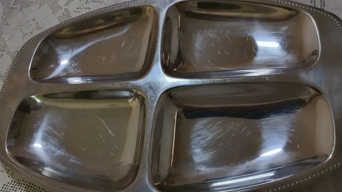 Bandeja de inox para petisco comprimento 37 de comprimento 23 de largura marca Tramontina