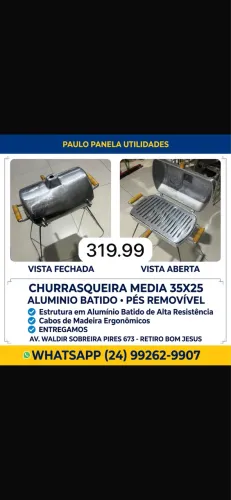 Churrasqueira média com pés alumínio fundido