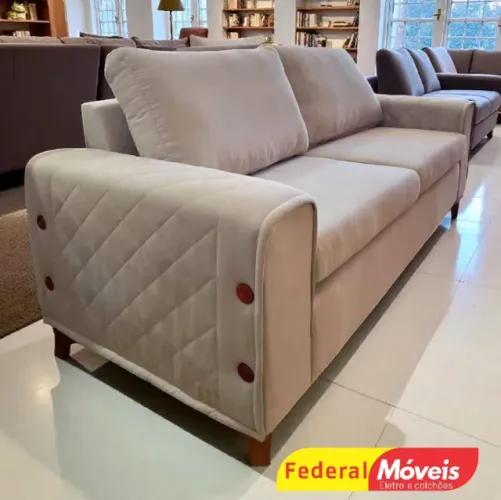 Sofá 2,00m Linho Bege - Mega Promoção!