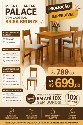 Mesa de jantar com 4 lugares