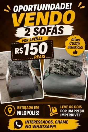 Vendo dois sofás de um e dois lugares 150 reais os dois