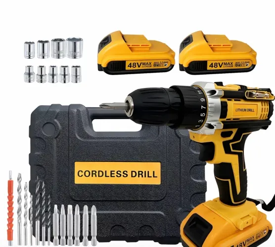 parafusadeira furadeira 48v 2baterias com maleta e acessórios completo