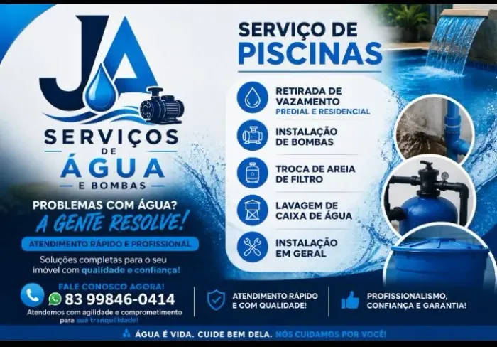 Serviço de Piscina em João Pessoa - Vazamento, Bomba e Filtro