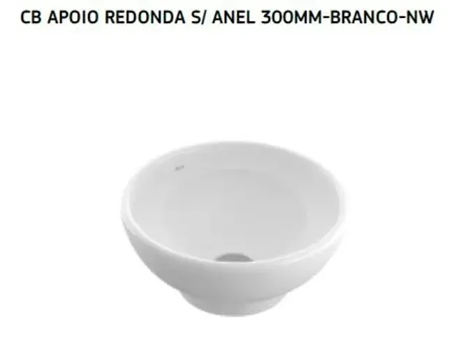 CUBA APOIO REDONDA S/ ANEL 300MM-BRANCO-NW DECA L.460.17 - PEÇA SEMINOVA DE MOSTRUÁRIO