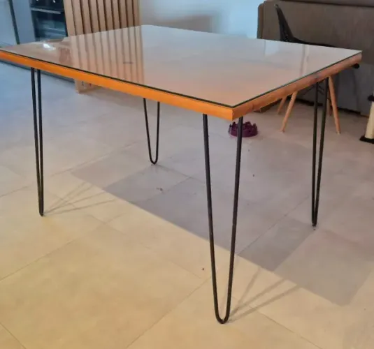 Mesa de jantar 4 lugares com tampo de vidro