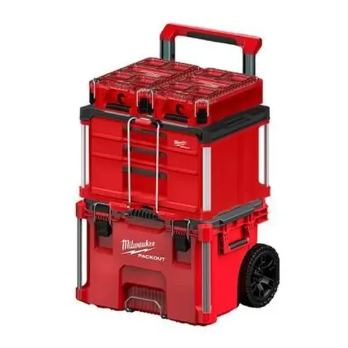 Caixas Packout Milwaukee Carrinho + Caixa 3 Gavetas + caixa tampa Translucida