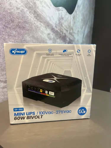 Nobreak Mini UPS Bivolt 60W Preto Knup KP-592 para Roteador e ONU