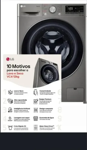 Lava e Seca LG Smart VC4 12kg Inteligência Artificial AIDD CV5014WC4A