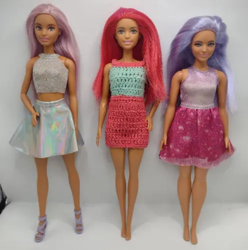 Lote Barbies Morenas Cabelos Coloridos